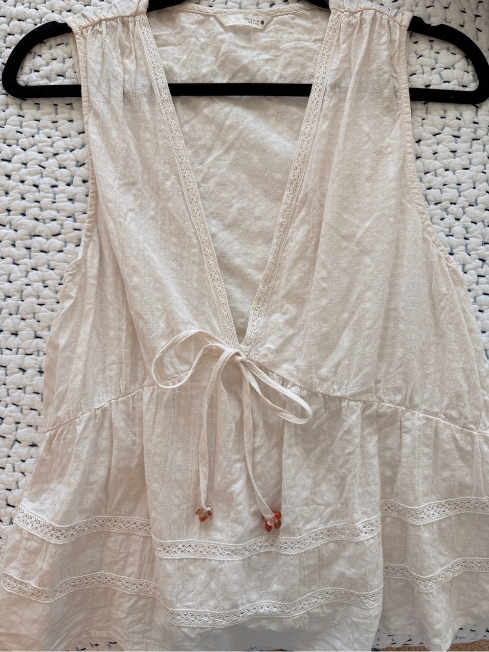 ZARA top; with embellished stone tie detail